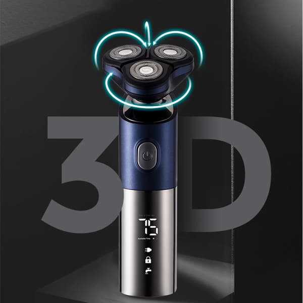 Elektrisk rakapparat med roterande 3D-rakblad Blue Blue