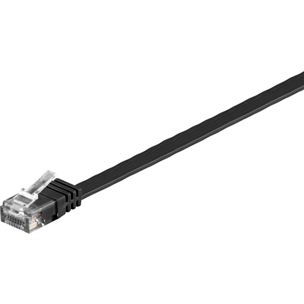 CAT 6 platt patchkabel, U/UTP, svart