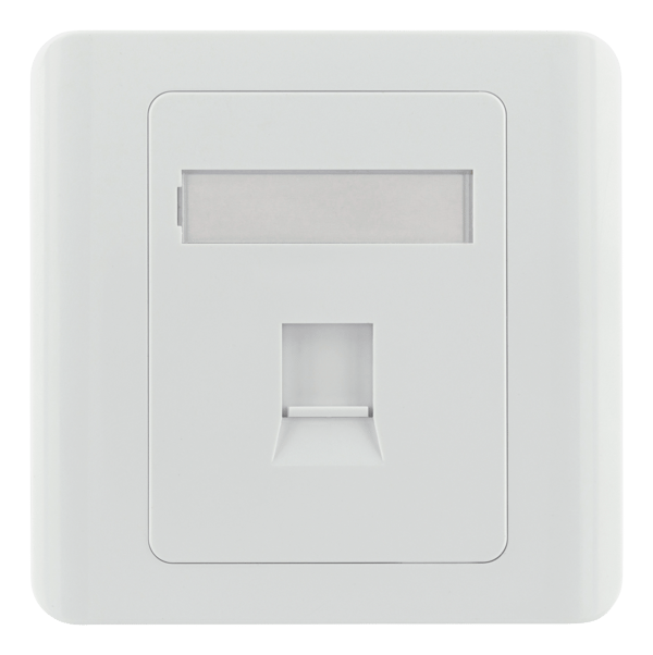 Flush mount for Keystone, 1 port, dust hatch, white