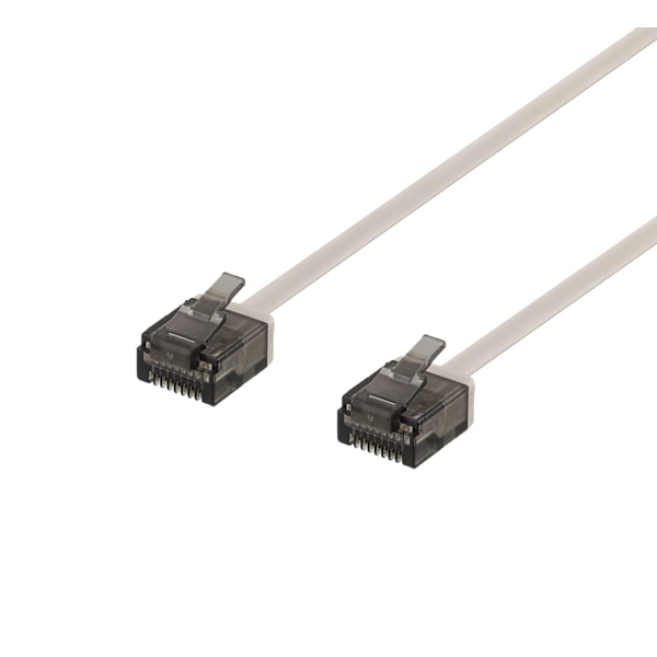 U/UTP Cat6a patch cable, flat, 1m, 1mm thick, grey