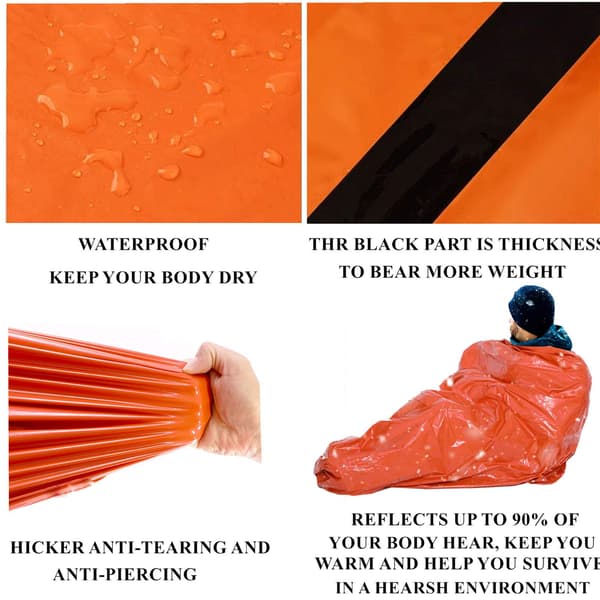 3-pack Räddningsfilt sovsäck för nödsituationer 210×91 cm Orange