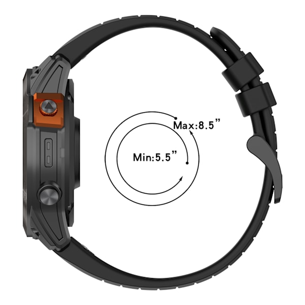 Sort silikone urrem til Garmin Fenix 8/Enduro 3/Fenix E 22 mm