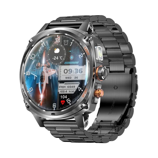 Multifunktionell Smartwatch med Bluetooth-samtal, Hälsomätning och Anpassningsbara Urtavlor - Svart