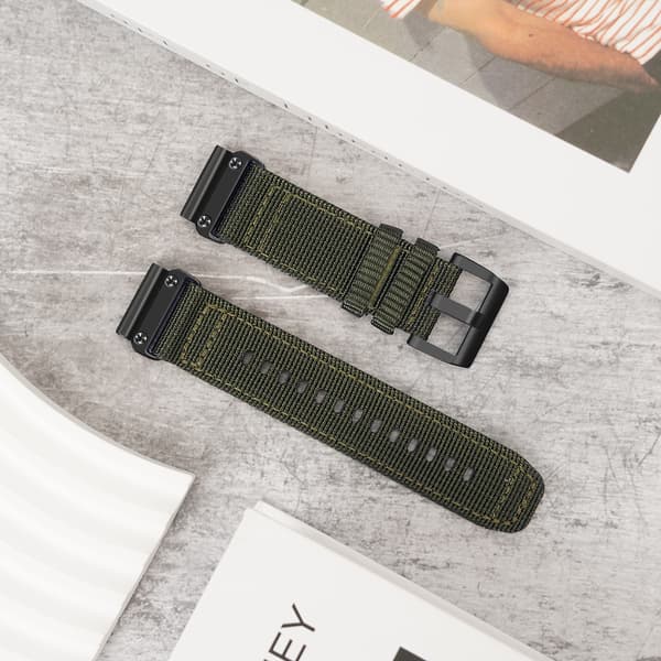 Snabbfäste Väv Nylon Canvas Klockarmband för Garmin 26 mm 26 mm