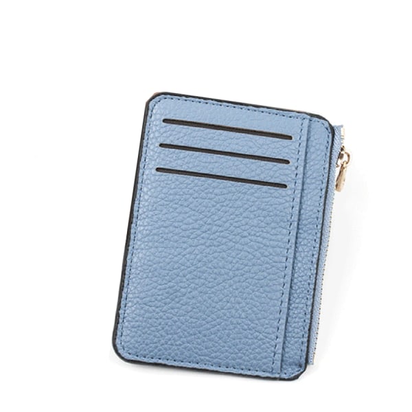Minimalistisk Plånbok Slim Plånbok med Zip Kreditkortshållare Pl Ljusblå