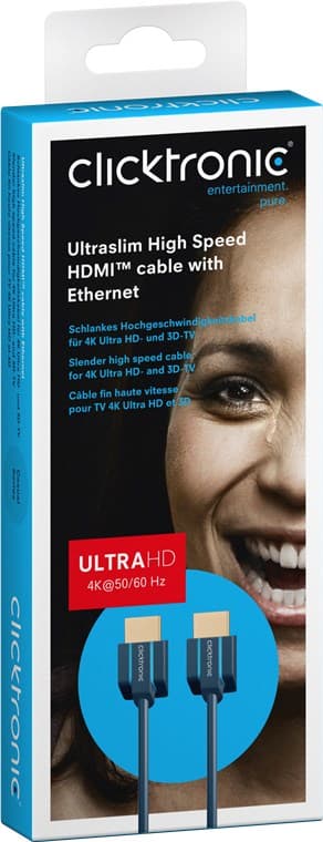 Erittäin ohut ja nopea HDMI™-kaapeli Ethernet-liitännällä