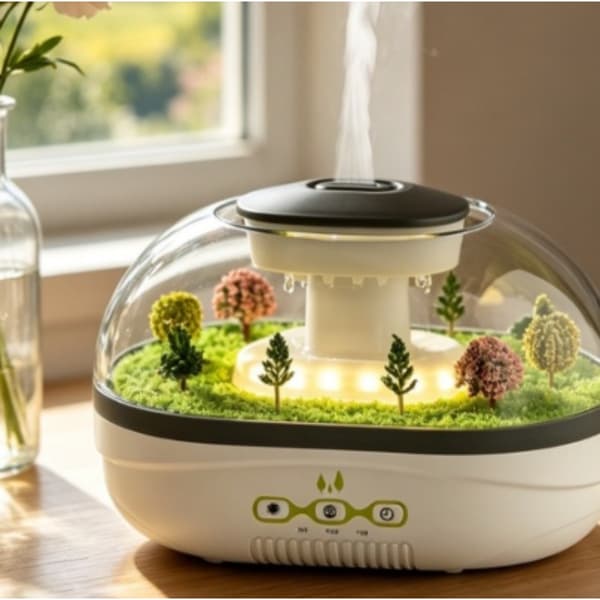 Miniatyrbefuktare med aromaterapi, nattljus, timer och vattentank på 400 ml