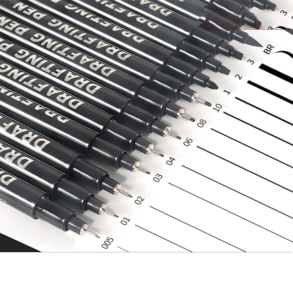 Precision Fineliner Pens - 12 Svarta Pennor för Ritning & Skissning