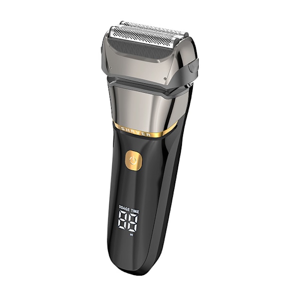 Silver Elektrisk Rakapparat med LED-Display och Trippelblad
