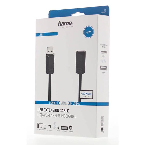 Kabel USB 2.0 Förlängning 480 Mbit/s 5,0m Svart
