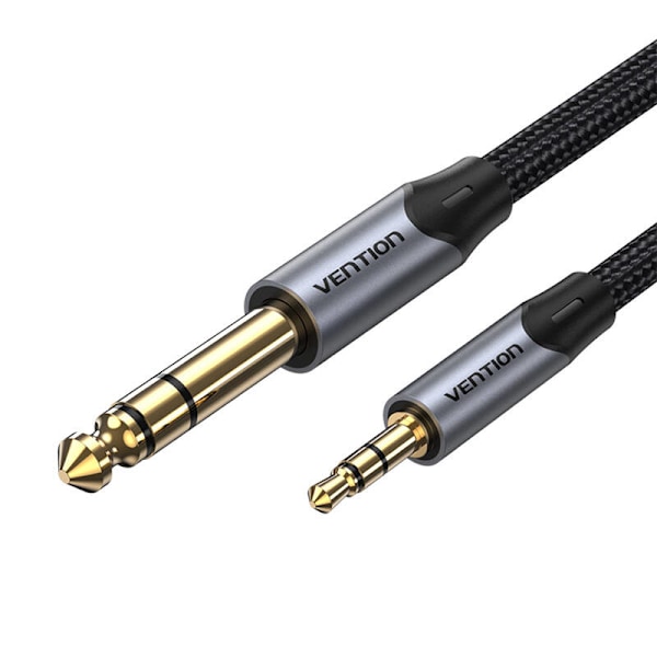 Audiokaapeli 3,5 mm TRS - 6,35 mm tuuletus BAUHJ 5 m harmaa