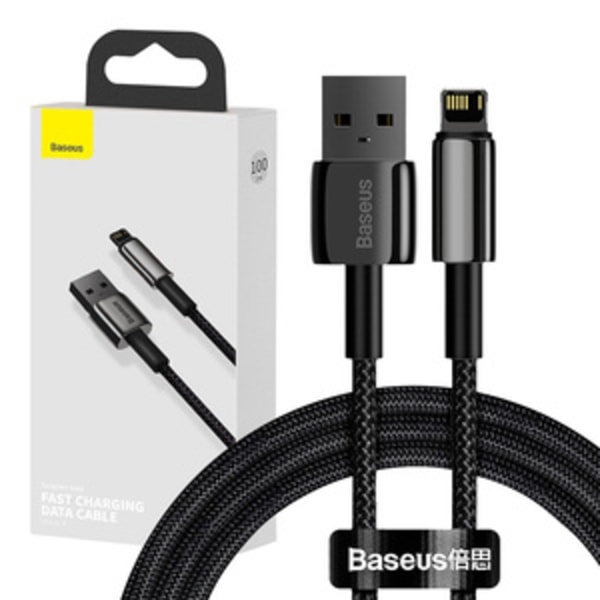 Baseus Tungsten Gold-kabel USB till iP 2.4A 1m (svart)