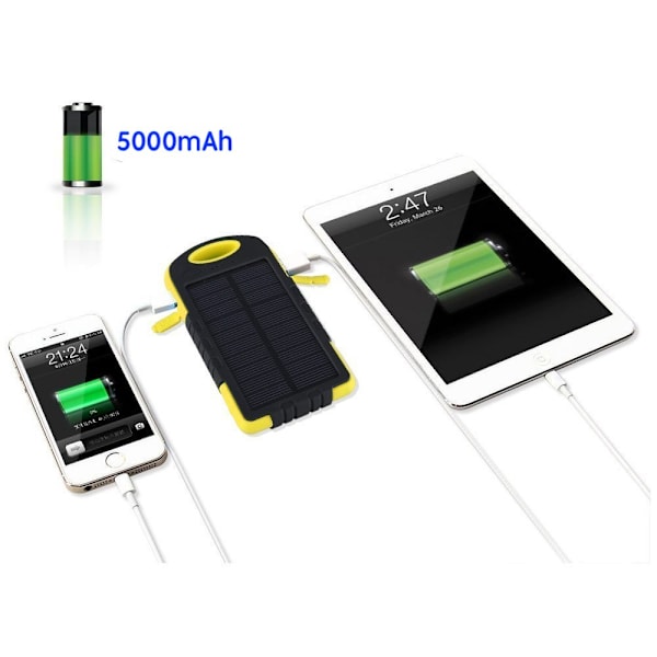 Powerbank 5000 mAh - vandafvisende - gul