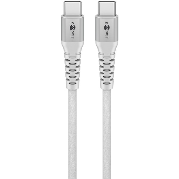 USB-C™ supersoft textilkabel med metallkontakter, 0,5 m, vit