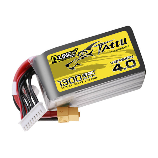 Tattu R-Line Version 4.0 1300mAh 29.6V 130C 8S1P Lipo batteripakke med XT60 stik