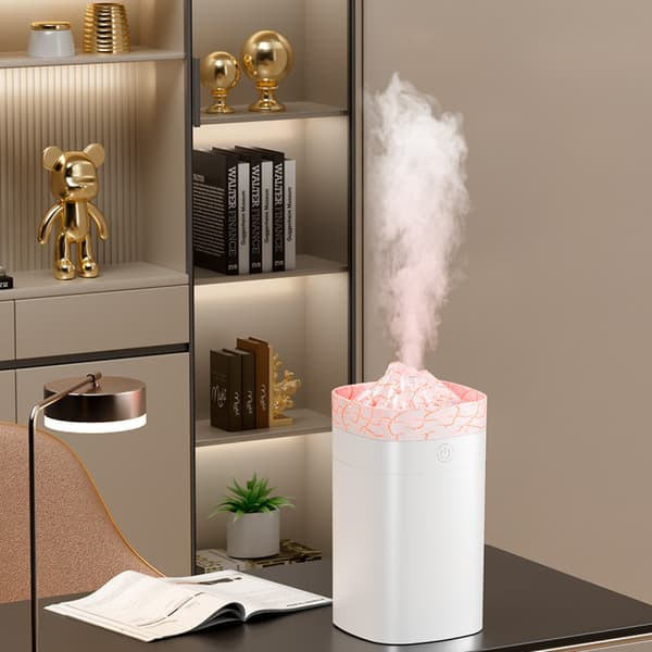 Vulkan-luftfuktare med 400 ml tank, två dimlägen, timer, automatisk avstängning och sprickeffektdesign White White