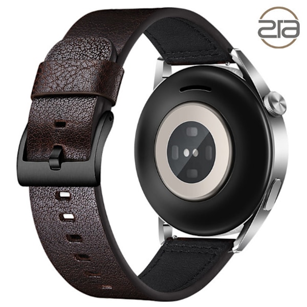Armband i äkta läder för Samsung Galaxy Watch 4 Kaffe+svart 20 mm