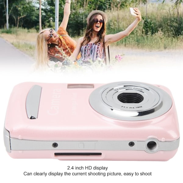INF 1080P, 16 MP kompakt digitalkamera med 2,4-tommer skærm - 32 GB Lyserød
