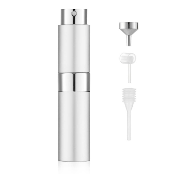 Genopfyldelig parfume sprayflaske glasflaske legeringsskal 8 ml Sølv