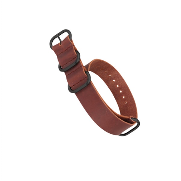NATO-klockarmband i äkta läder för män Brun 24 mm