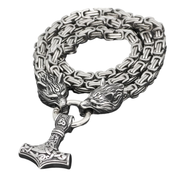 Vikingasmycken Thors hammare med läderhalsband Silver 90 cm 90 cm