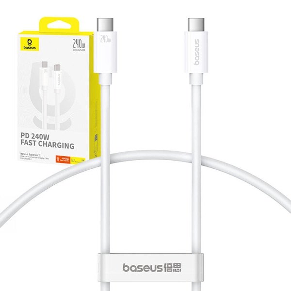 hurtig opladningskabel Baseus Superior 2 USB-C til USB-C 240W, 1,8m (hvid)