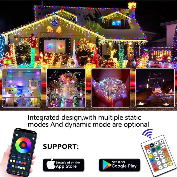 5M 50 LED Pixel Ljusslinga med 24-Knapps Bluetooth Kontroller - USB-Driven RGBIC Ljusslinga