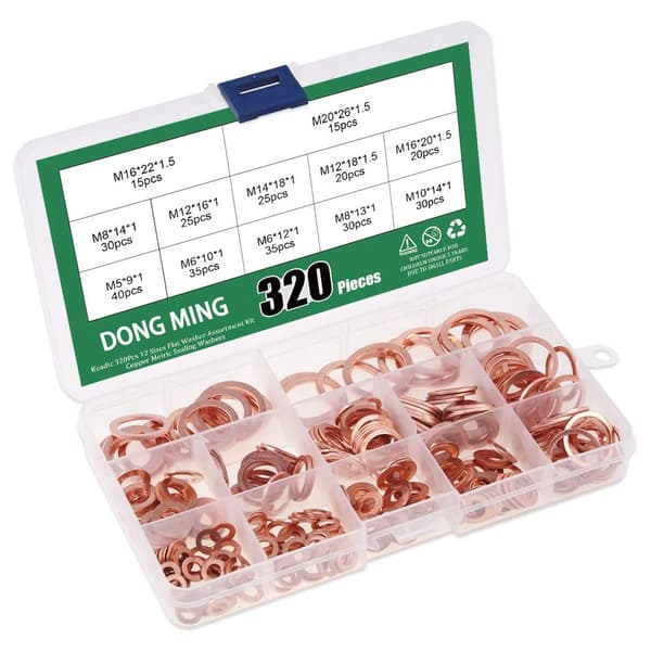 320st Koppar Platt Bricka Set - M5-M20 Tätningsbrickor
