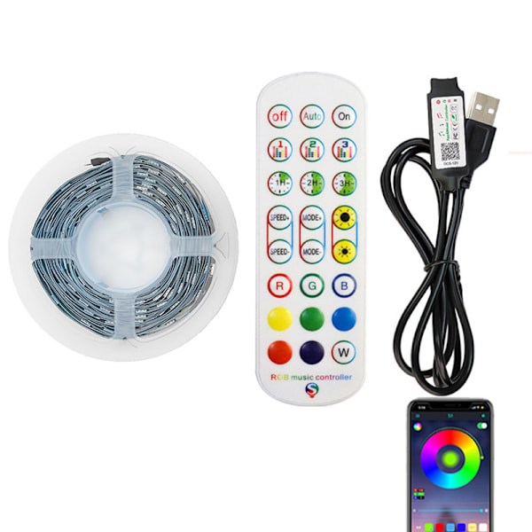 24-nycklars RGB LED-remsa med fjärrkontroll, Bluetooth-appkontroll och musiksynkronisering Size 1