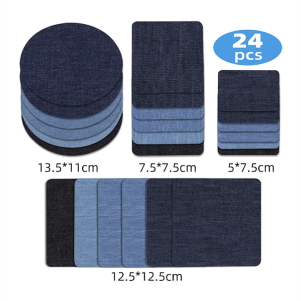 Stryka på lagningslappar för jeans 24 st Denim blå Denim blå