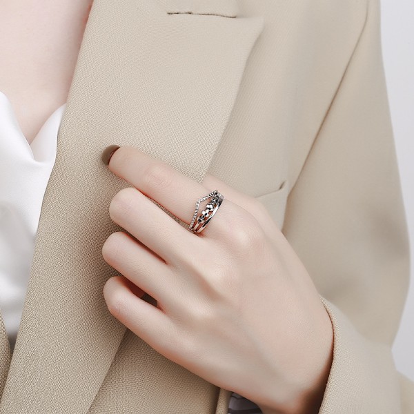 Justerbar Antistressring med Roterbara Pärlor Silver