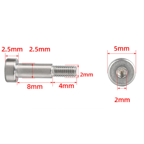 Kuusiokolosarjan ruuvit 2,5*M2*8