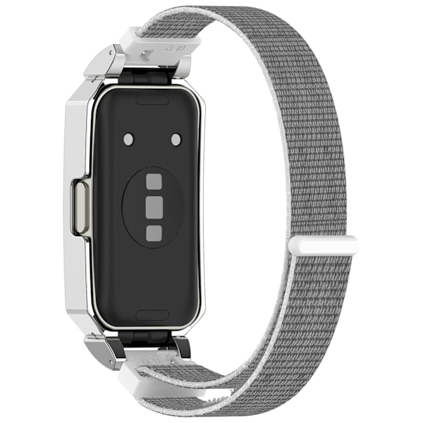 Stilfuld vævet nylonrem med sølvramme til Huawei Band Grå