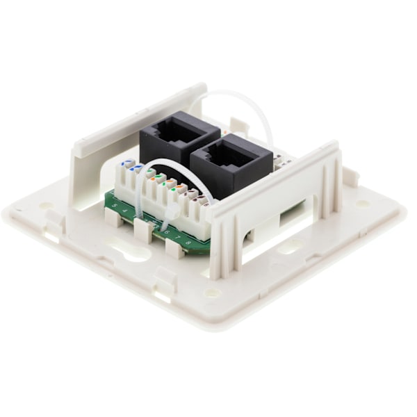 Wall socket, surface-mounted UTP, 2xRJ45, Cat6, white