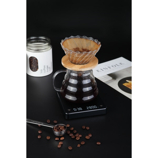 INF Genopladelig kaffevægt med timer 3 kg / 0,1 g Sort