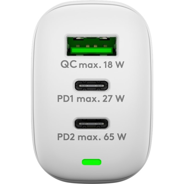 USB-C™ PD GaN multiport snabbladdare (65 W) vit
