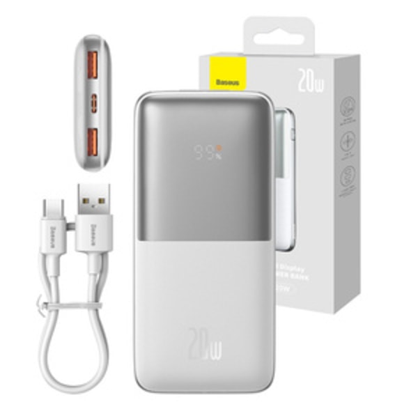 Powerbank Baseus Bipow Pro 10000mAh, 2xUSB, USB-C, 20W (vit)