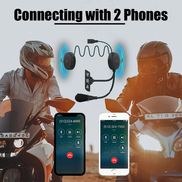 INF Motorcykelhjälm Headset Bluetooth 5.2 Svart