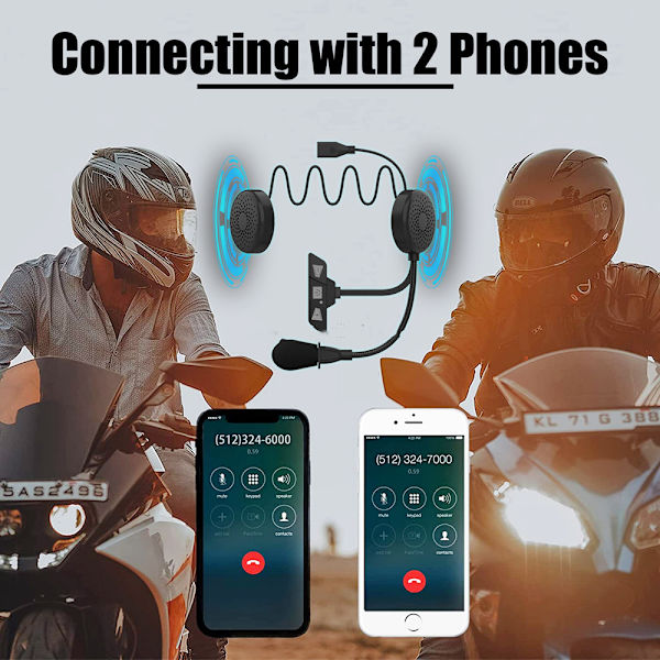 INF Motorcykelhjälm Headset Bluetooth 5.2 Svart