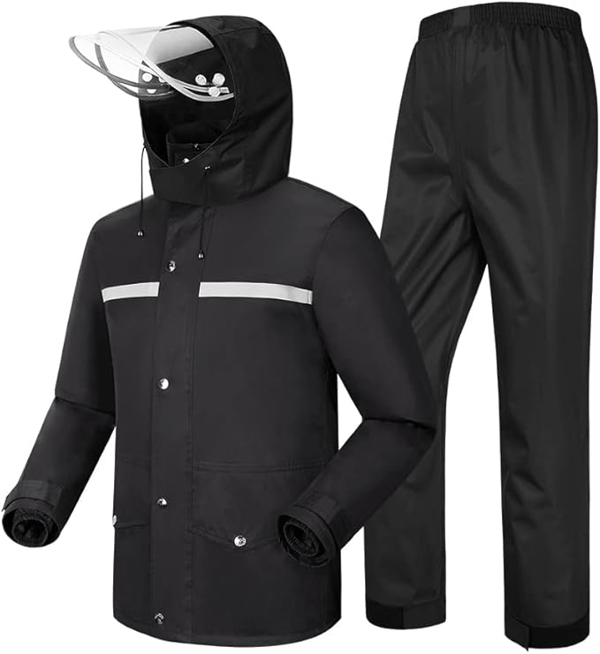 Delad regnrocksset, svart dubbellagers Oxfordduk - Basic Model M XXL XXL