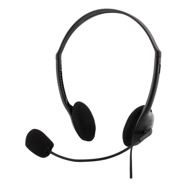 Stereoheadset, 30 mm element, 1x 3,5 mm (4-polet), sort