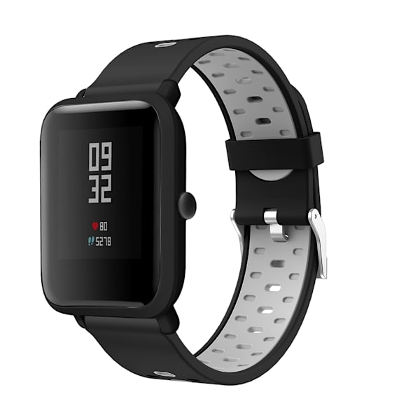 Silikonarmband för Amazfit Bip/Galaxy Watch 42mm Svart+grå