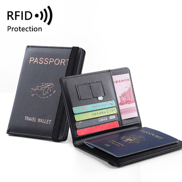 RFID-estopassipidike ja matkalompakko Musta