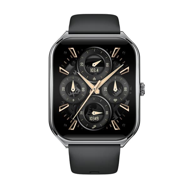Space Gray Smartwatch med sort silikonearmbånd - Avanceret sundheds- og fitnesstracking, kompatibel med Android og iOS
