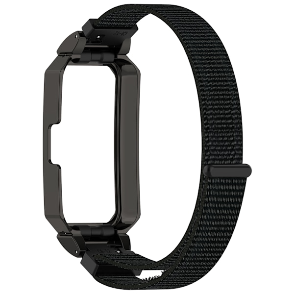 Stilfuld vævet nylonrem med sølvramme til Huawei Band Sort