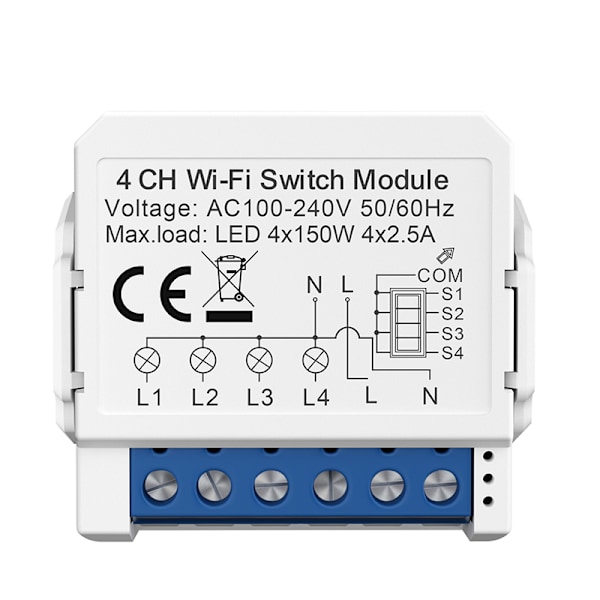 Smart WiFi Switch Module WSM16-4 Channel White