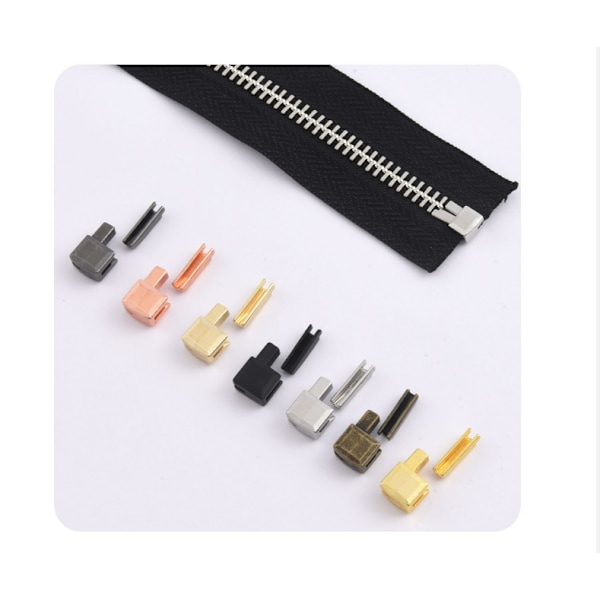 8# Silver Zipper Top & Bottom Stops (10 Sets)