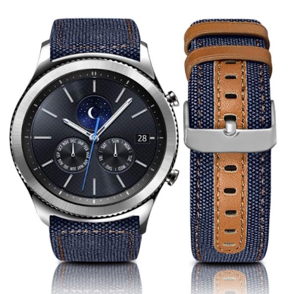 Klockarmband i äkta läder för Samsung Galaxy Watch 3 40mm 42mm Blå