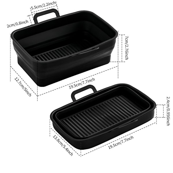 Sammenklappelig firkantet Air Fryer silikoneskål 2-pak Ninja 201410 Sort