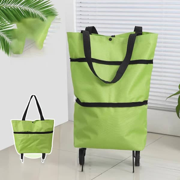 Foldbar indkøbstaske med hjul - Green Green